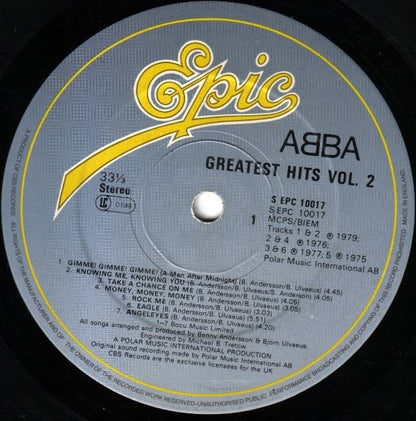 Abba. Greatest Hits Vol. 2 VG+G+ - Ad-Astra Records