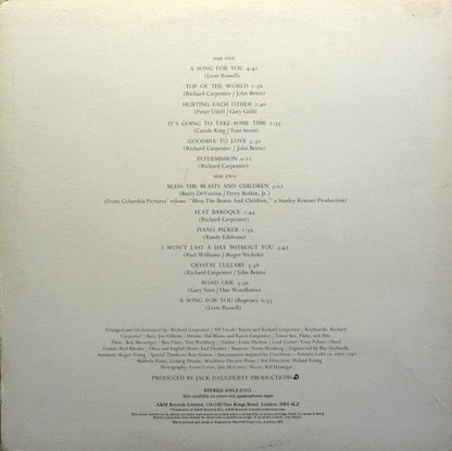 Carpenters. A Song For You ( Re Issue ) VG+G+