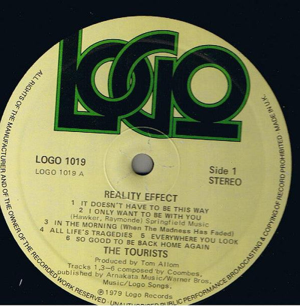 The Tourists. Reality Effect VG+VG - Ad-Astra Records