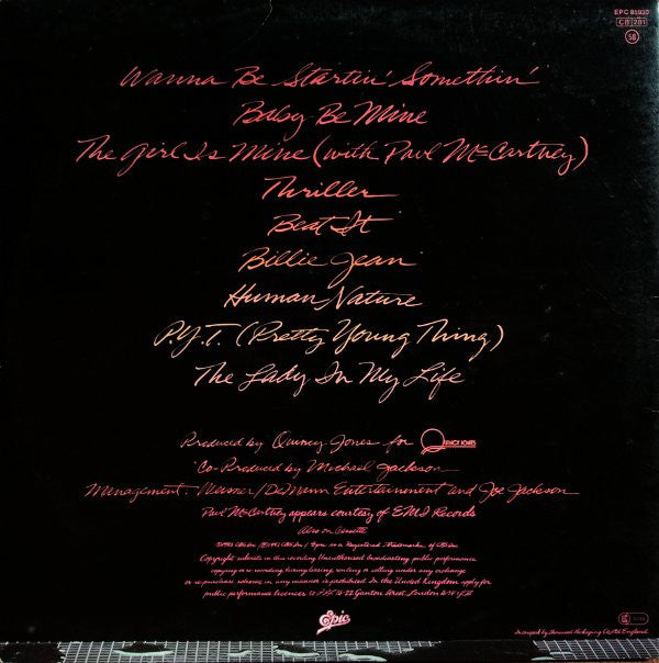 Michael Jackson. Thriller (Re Issue White Labels  Gatefold ) VG G+