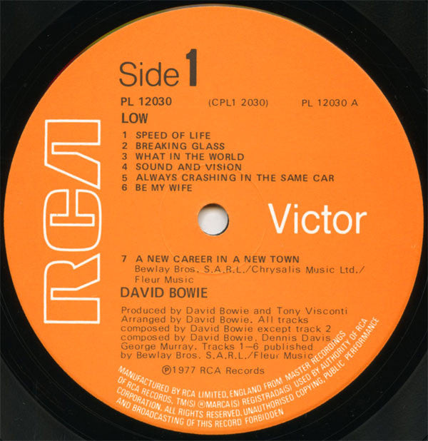 David Bowie. Low ( 1st Issue ) VG+VG - Ad-Astra Records