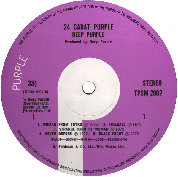 Deep Purple. 24 Carat Purple VG+VG
