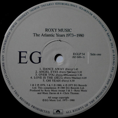 Roxy Music. The Atlantic Years 1973 - 1980 VG+VG - Ad-Astra Records