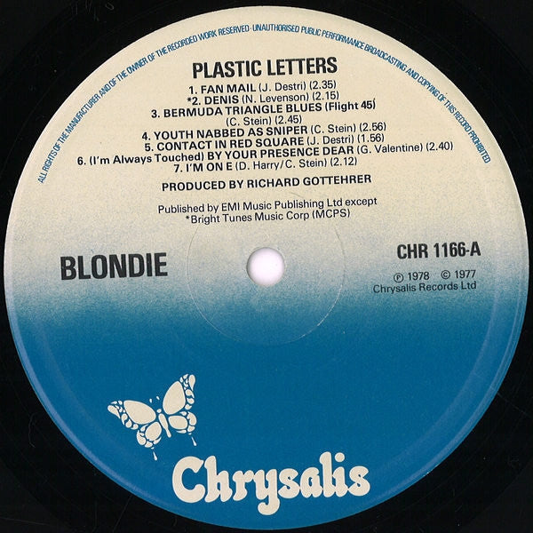 Blondie. Plastic Letters VG+VG