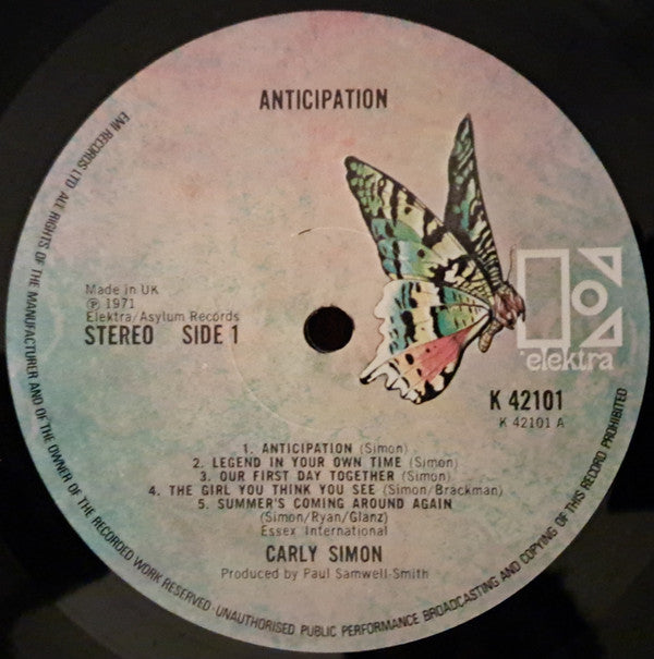 Carly Simon. Anticipation VG+VG