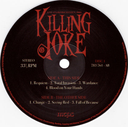 Killing Joke. Live At Lokerse Feesten, 2003 ( Album, Record Store Day, Deluxe Edition, Limited Edition, Reissue )