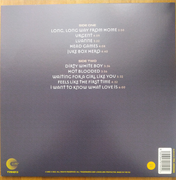 Foreigner.  A Long, Long Way From Home ( TOKYO, JAPAN - 29TH APRIL 1989 ) Yellow Vinyl