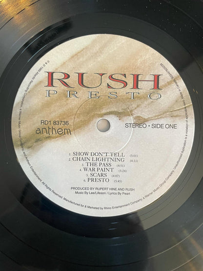 Rush. Presto ( Syeor Reissue, Remastered, Stereo, 180g )
