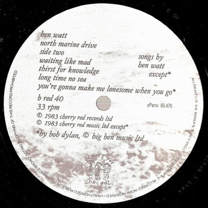 Ben Watt. North Marine Drive VG+VG