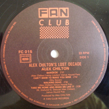Alex Chilton. Alex Chilton's Lost Decade ( Double ) VG+VG
