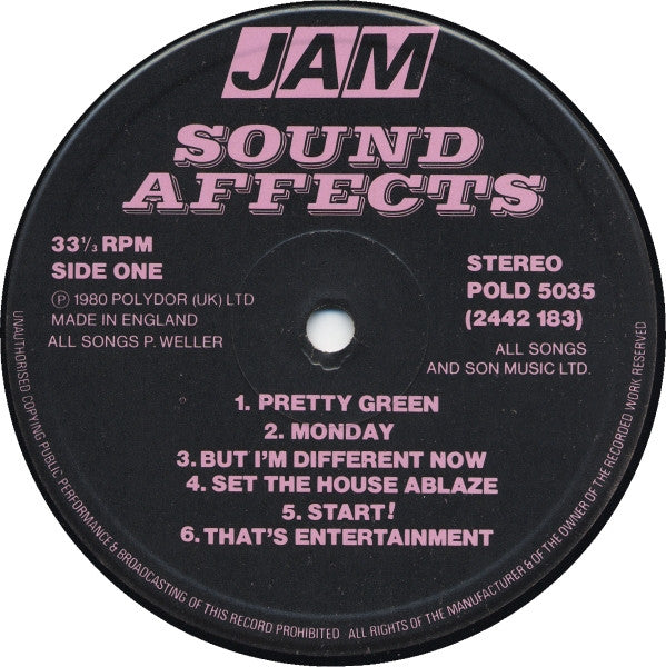 The Jam. Sound Affects VG VG - Ad-Astra Records