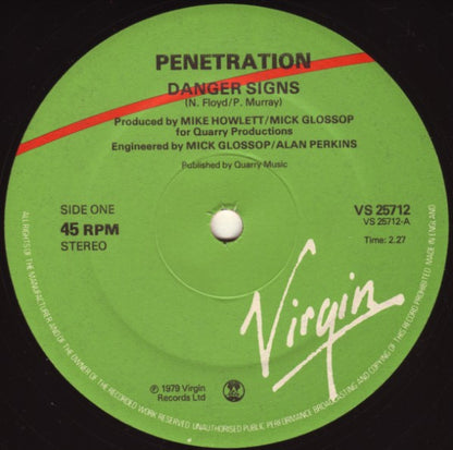 Penetration. Danger Signs 12", 45 RPM VG+VG - Ad-Astra Records