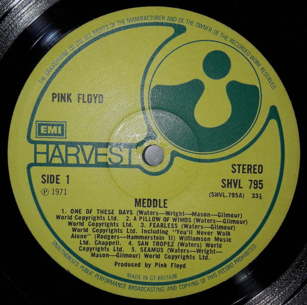 Pink Floyd. Meddle ( The Gramophone Co. Rim text. No sleeve patent number ) VG+VG - Ad-Astra Records