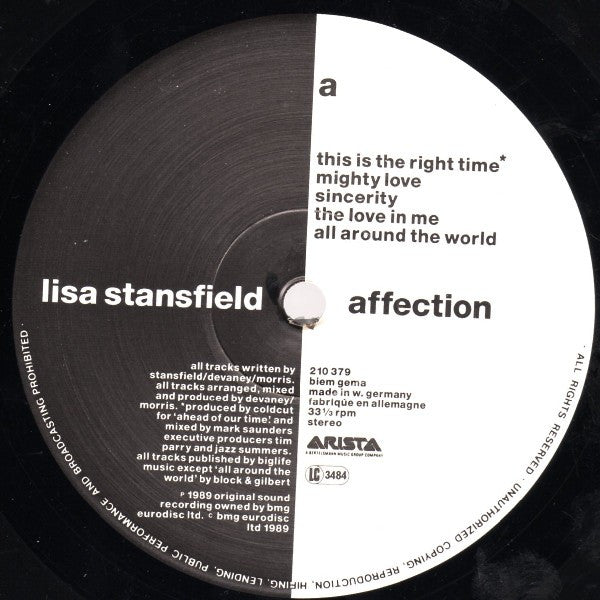Lisa Stansfield. Affection VG+VG