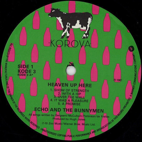 Echo And The Bunnymen. Heaven Up Here ( Textured Sleeve ) VG+VG