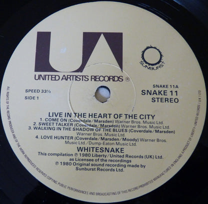 Whitesnake. Live..In The Heart Of The City ( Double ) NM VG+ - Ad-Astra Records