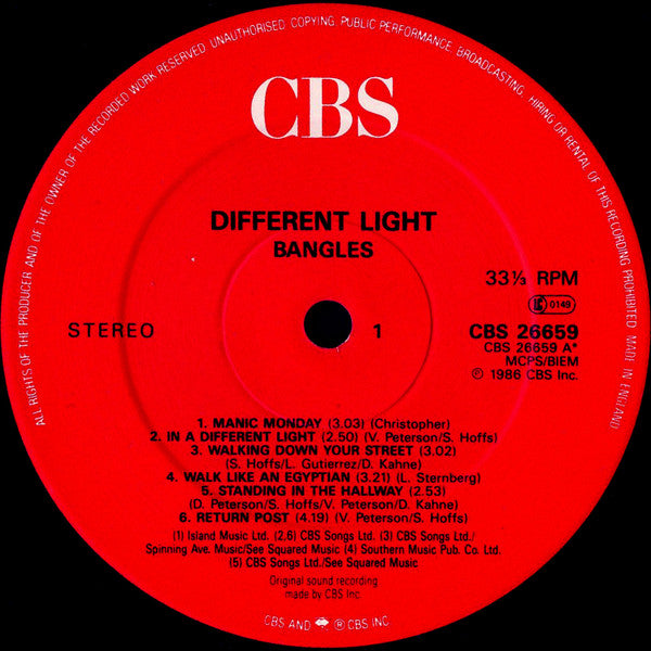 The Bangles. Different Light VG+VG