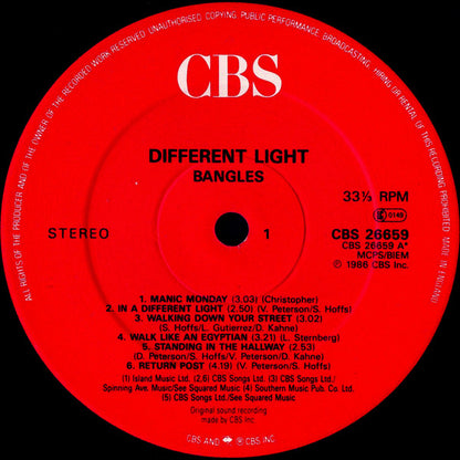 The Bangles. Different Light VG+VG