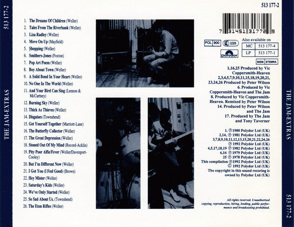 The Jam. Extras CD Compilation, Reissue, Repress, EDC VG+VG+