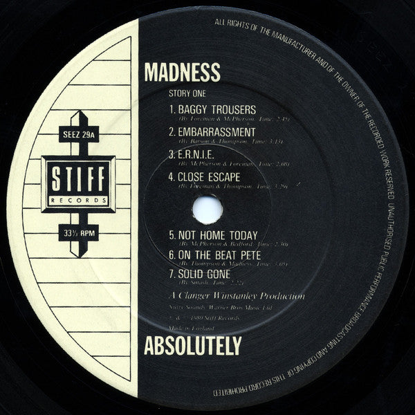 Madness. Absolutely VG+VG - Ad-Astra Records