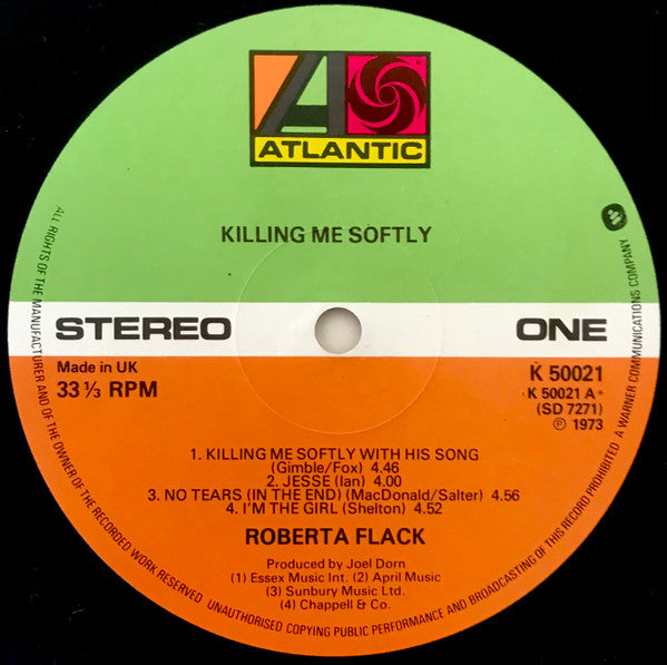 Roberta Flack. Killing Me Softly VG+VG - Ad-Astra Records