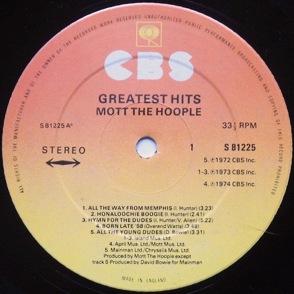 Mott The Hoople. Greatest Hits VG+VG - Ad-Astra Records