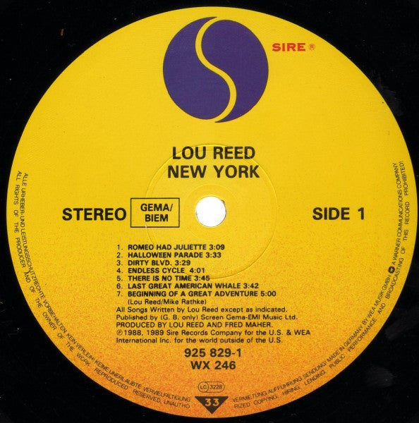 Lou Reed. New York ( Booklet ) VG+VG+
