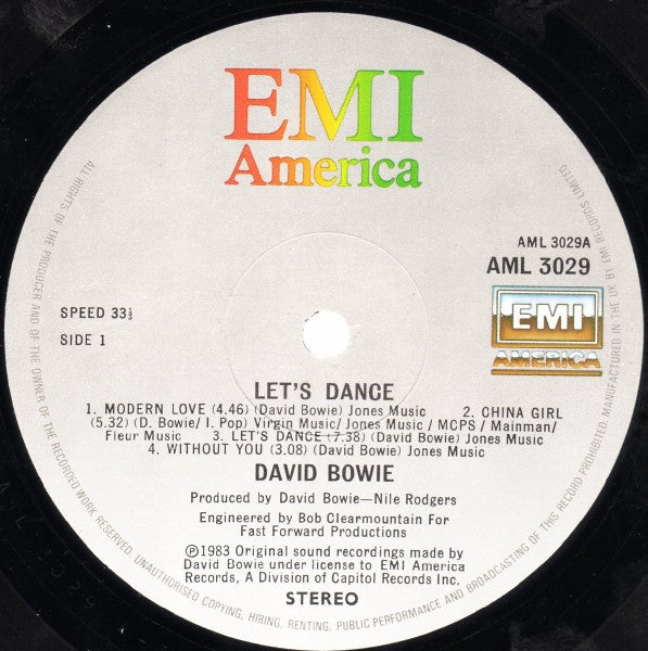 David Bowie. Let's Dance VG+VG - Ad-Astra Records