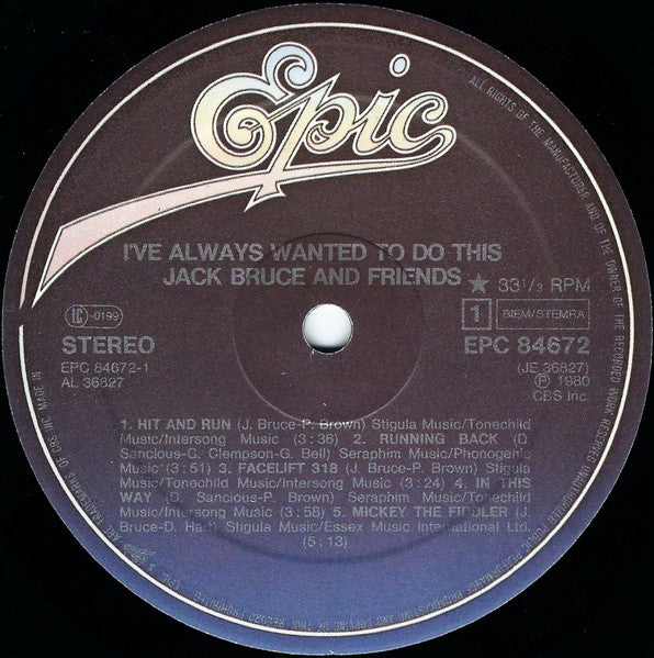 Jack Bruce And Friends. I've Always Wanted To Do This VG+VG