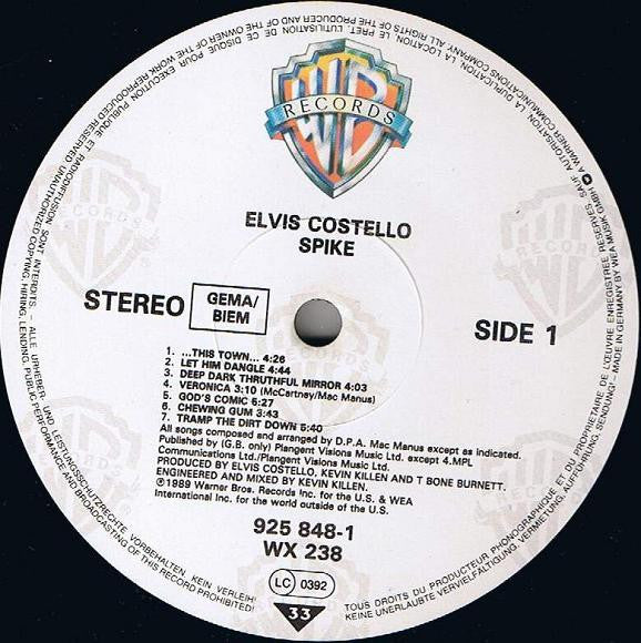Elvis Costello. Spike VG+VG+