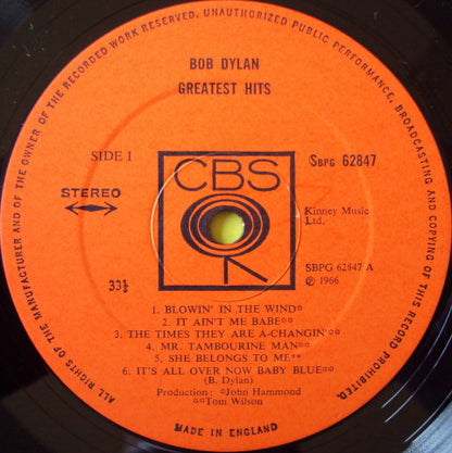Bob Dylan. Greatest Hits ( Re Issue ) VG VG
