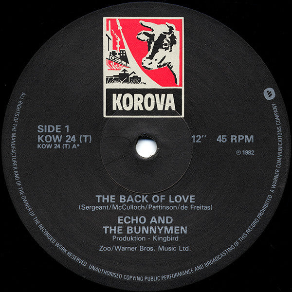 Echo & The Bunnymen. The Back Of Love ( 12", 45 RPM, Single ) VG+VG - Ad-Astra Records