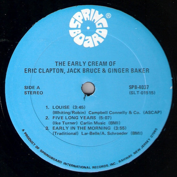 The Early Cream Of Eric Clapton, Jack Bruce & Ginger Baker VG+VG - Ad-Astra Records