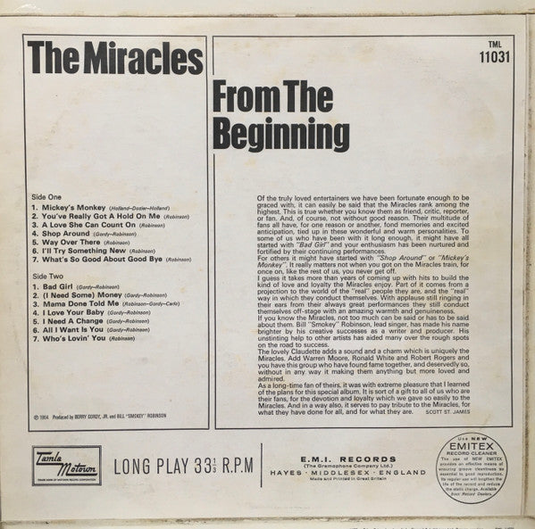 The Miracles. From The Beginning VG+G+