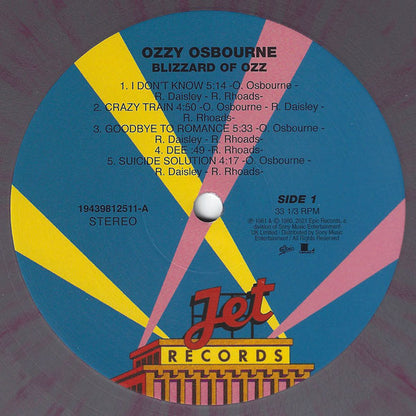 Ozzy Osbourne. Blizzard Of Ozz ( Reissue, Stereo, Silver w/ Red Swirls )