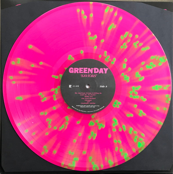 Green Day. ' Saviors ' (  Limited Edition, Neon Pink with Neon Green Splatter )
