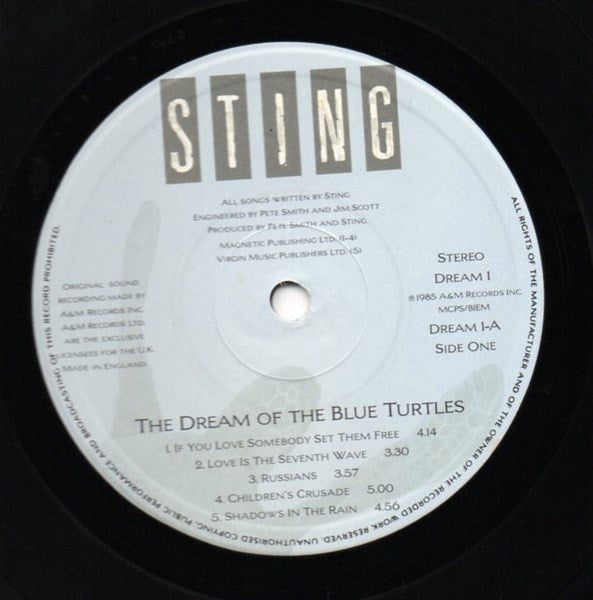 Sting. The Dream Of The Blue Turtles ( + 7" 45rpm  If You Love Somebody Set Them Free ) VG+G+