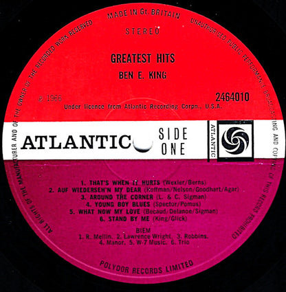 Ben E. King. Greatest Hits ( Re Issue Stereo ) VG+G+