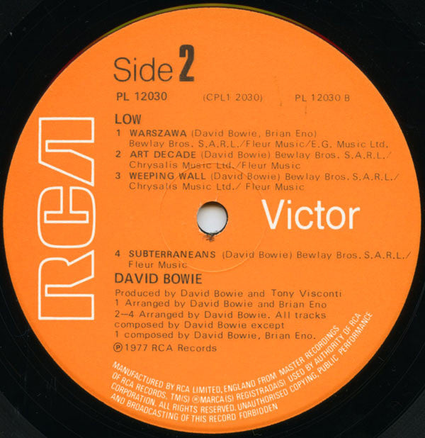 David Bowie. Low ( 1st Issue ) VG+VG - Ad-Astra Records