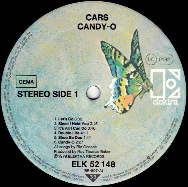 The Cars. Candy-O ( German Library ) VG+G+