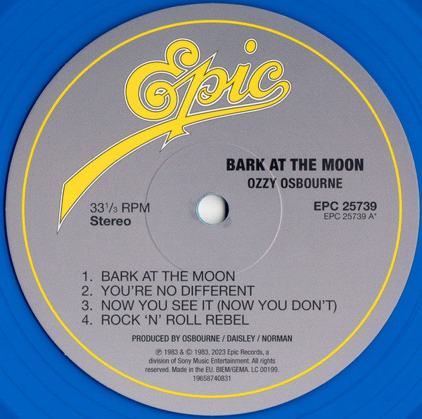 Ozzy Osbourne. Bark At The Moon (  Record Store Day 2023 , Reissue, Blue Cobalt Translucent )