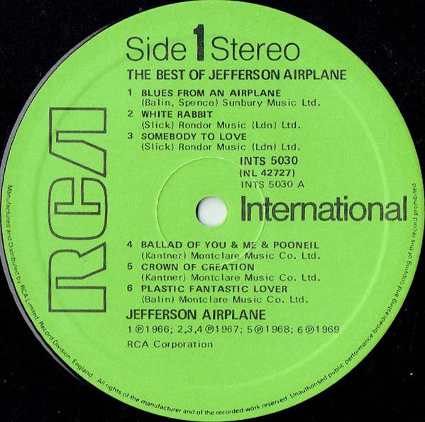 Jefferson Airplane. The Best Of Jefferson Airplane VG+VG