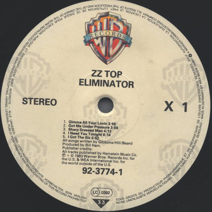 ZZ Top. Eliminator VG+VG