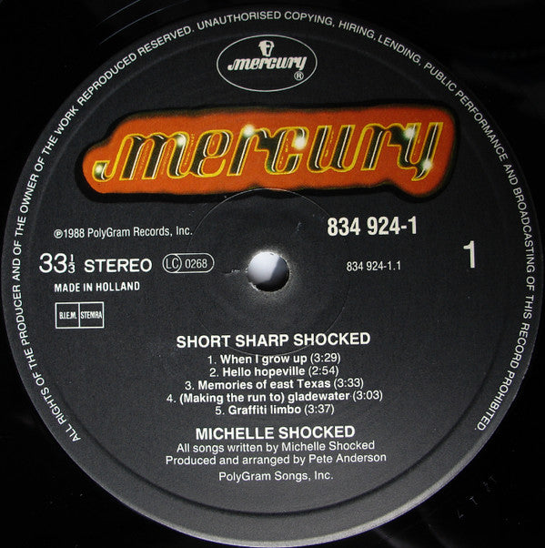Michelle Shocked. Short Sharp Shocked VG+VG
