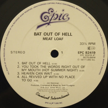 Meat Loaf. Bat Out Of Hell ( Re Issue ) VG+ VG