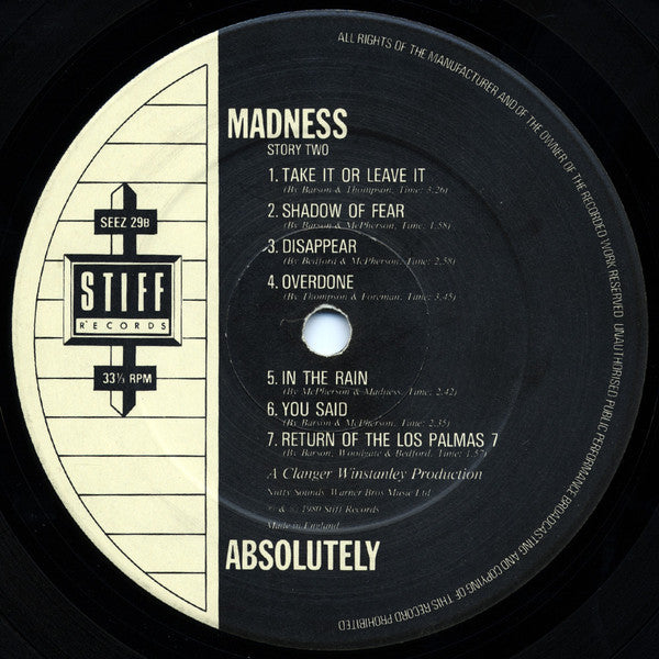 Madness. Absolutely VG+VG - Ad-Astra Records