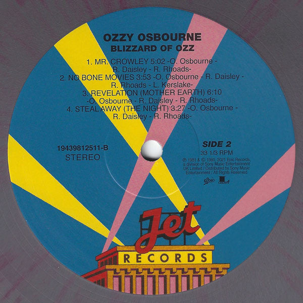 Ozzy Osbourne. Blizzard Of Ozz ( Reissue, Stereo, Silver w/ Red Swirls )