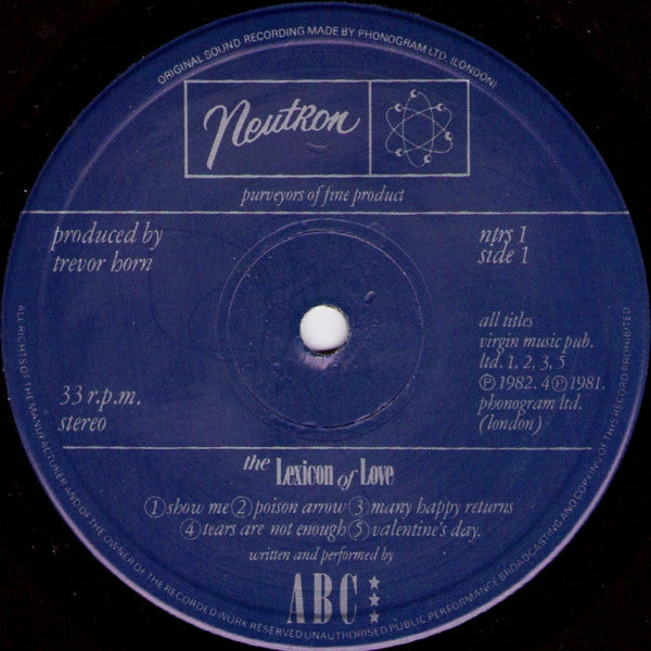 ABC. The Lexicon Of Love VG+VG