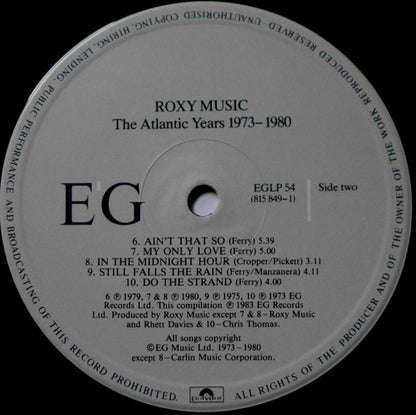 Roxy Music. The Atlantic Years 1973 - 1980 VG+VG - Ad-Astra Records