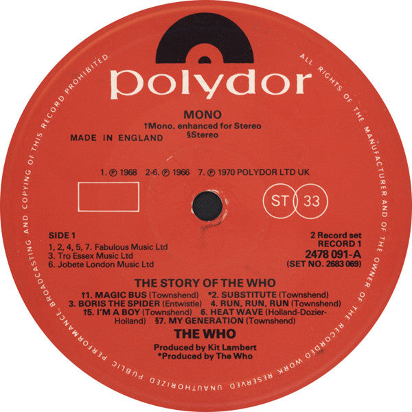 The Who. The Story Of The Who ( Booklet ,  Stereo, Mono, mixed lacquers Double Gatefold ) VG+VG